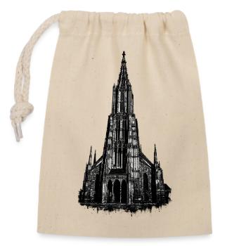 Ulm Minster Tower Street Art - Sac cadeau en coton avec cordon (14 x 20 cm) - nature - Devant