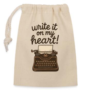 Write It On My heart - Closable cotton gift bag (14x20cm) - nature - Front