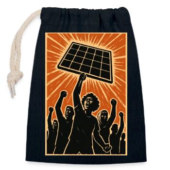 Power to the People – Literally - Closable cotton gift bag (14x20cm) - navy - Front