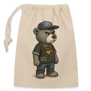 Lord Petzi Gangsta - Verschließbarer Geschenkbeutel aus Baumwolle (14x20cm) - Natur - Vorne
