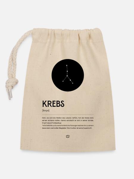 Sternzeichen KREBS Poster Zodiac - Verschließbarer Geschenkbeutel aus Baumwolle (14x20cm) - Natur