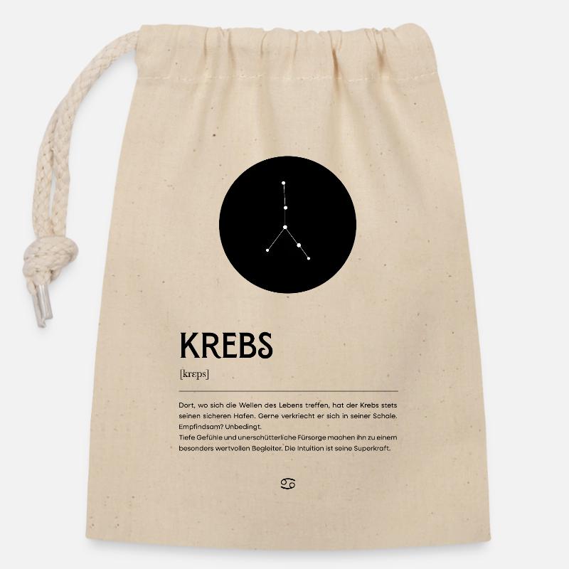 Sternzeichen KREBS Poster Zodiac - Verschließbarer Geschenkbeutel aus Baumwolle (14x20cm) - Natur