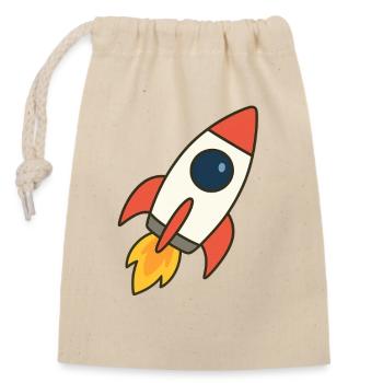 flying rocket - Closable cotton gift bag (14x20cm) - nature - Front