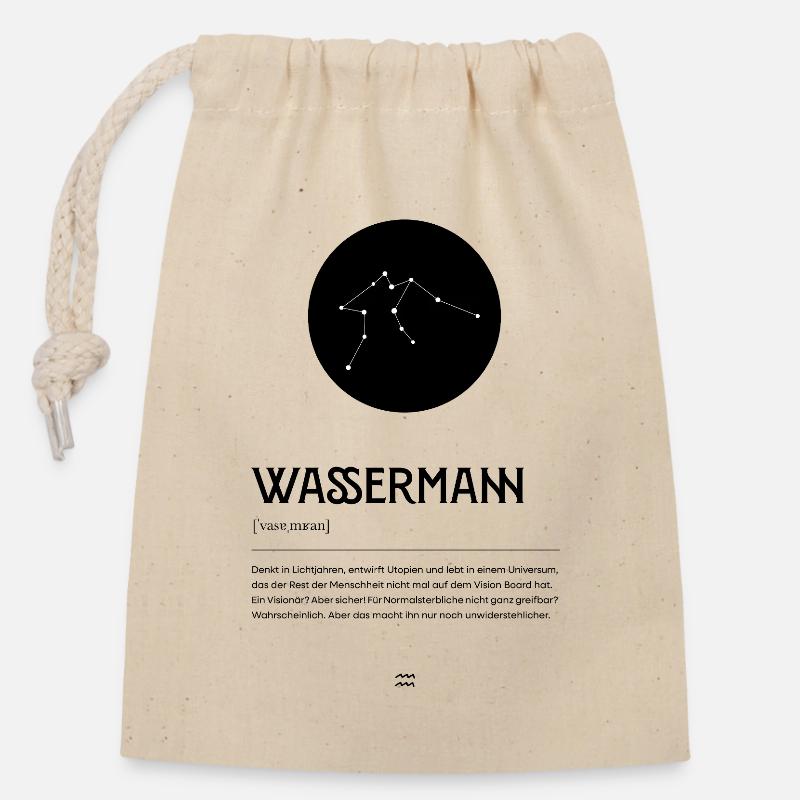 Sternzeichen WASSERMANN Poster Zodiac - Verschließbarer Geschenkbeutel aus Baumwolle (14x20cm) - Natur