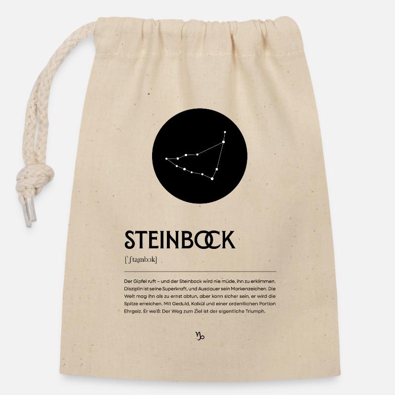 Sternzeichen STEINBOCK Poster Zodiac - Verschließbarer Geschenkbeutel aus Baumwolle (14x20cm) - Natur