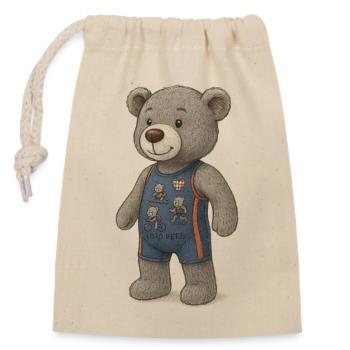 Lord Petzi Triathlet - Verschließbarer Geschenkbeutel aus Baumwolle (14x20cm) - Natur - Vorne
