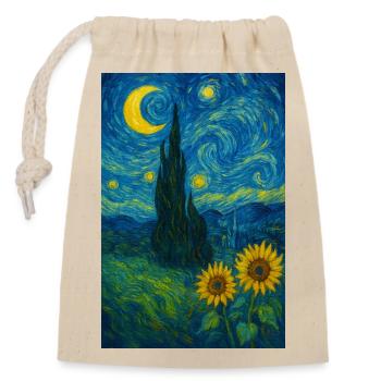 Starry night with sunflowers - Closable cotton gift bag (14x20cm) - nature - Front