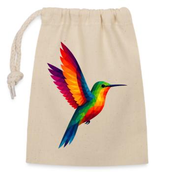 WPAP Stil Polygon Tiere - Kolibri - Verschließbarer Geschenkbeutel aus Baumwolle (14x20cm) - Natur - Vorne