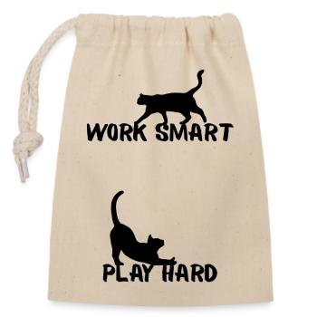 Work smart - Closable cotton gift bag (14x20cm) - nature - Front