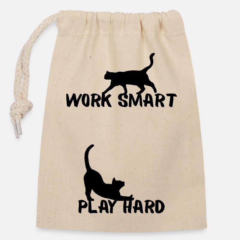 Work smart - Closable cotton gift bag (14x20cm) - nature