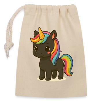 Unicorn with Rainborg Mane - Closable cotton gift bag (14x20cm) - nature - Front