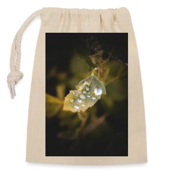 Leaf Water Drops - Closable cotton gift bag (14x20cm) - nature - Front