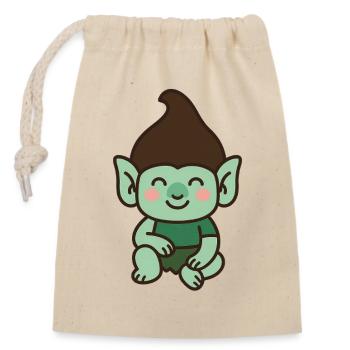 Cute troll – kawaii style - Closable cotton gift bag (14x20cm) - nature - Front