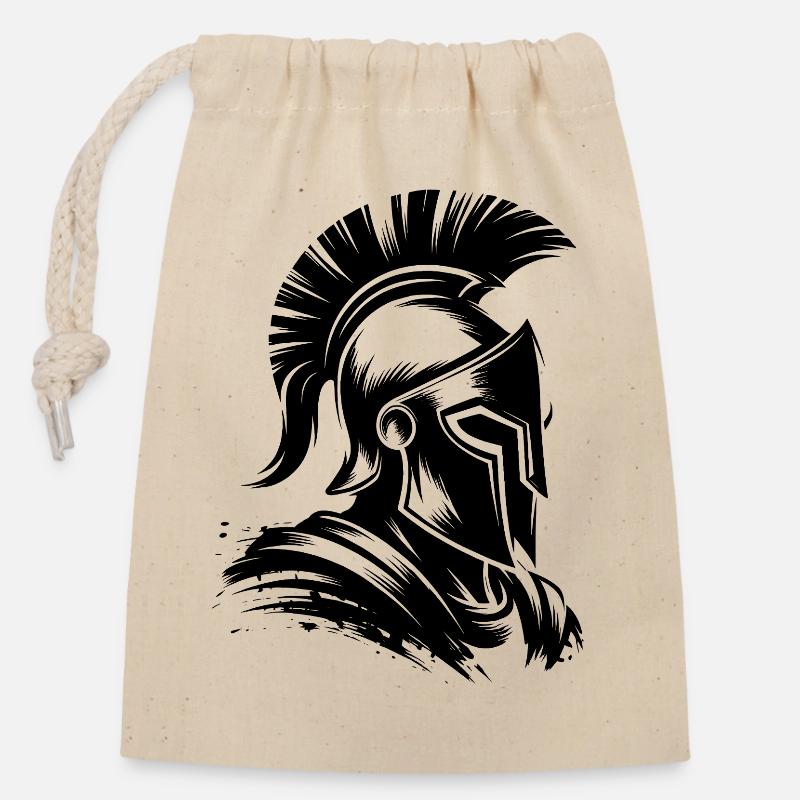 Spartan Black - Closable cotton gift bag (14x20cm) - nature