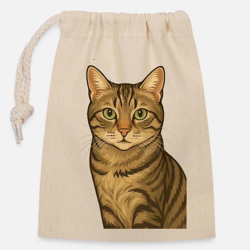 Stolze Tigerkatze - Verschließbarer Geschenkbeutel aus Baumwolle (14x20cm) - Natur