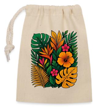 Floraison dorée - Sac cadeau en coton avec cordon (14 x 20 cm) - nature - Devant