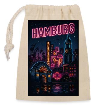 Hamburg Nightlife Reeperbahn Neon Leutschrift - Verschließbarer Geschenkbeutel aus Baumwolle (14x20cm) - Natur - Vorne