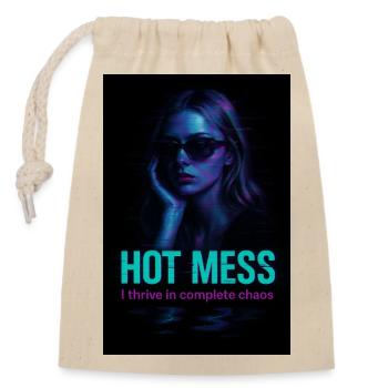 Hot Mess - Closable cotton gift bag (14x20cm) - nature - Front
