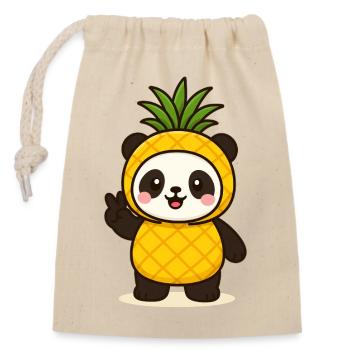 Fruchtig süß und tierisch cool Ananaspanda - Verschließbarer Geschenkbeutel aus Baumwolle (14x20cm) - Natur - Vorne