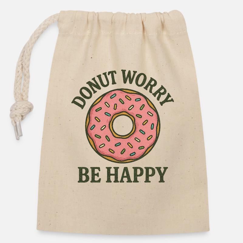 Donut Worry - Verschließbarer Geschenkbeutel aus Baumwolle (14x20cm) - Natur