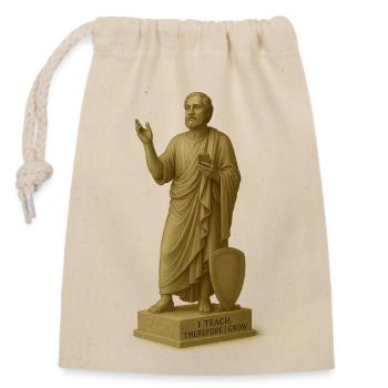 Teaching philosopher with smartphone - Closable cotton gift bag (14x20cm) - nature - Front