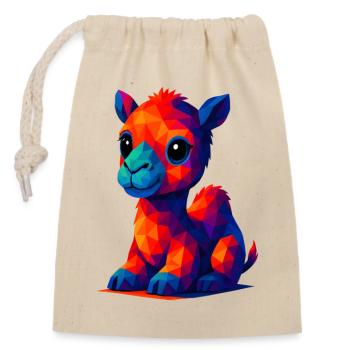 WPAP polygone Kawaii animaux style bébé dromadaire chameau - Sac cadeau en coton avec cordon (14 x 20 cm) - nature - Devant