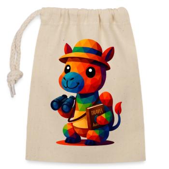 Guide de voyage WPAP Polygon Style Animaux Chameau - Sac cadeau en coton avec cordon (14 x 20 cm) - nature - Devant