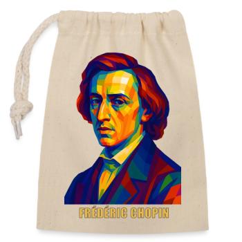 WPAP Polygon Porträt Frederic Chopin Komponist - Verschließbarer Geschenkbeutel aus Baumwolle (14x20cm) - Natur - Vorne