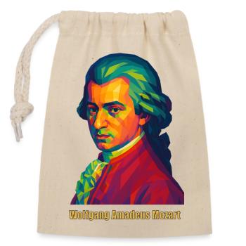 WPAP Polygon Porträt Wolfgang Amadeus Mozart - Verschließbarer Geschenkbeutel aus Baumwolle (14x20cm) - Natur - Vorne