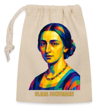 WPAP Polygon Portrait Clara Schumann Komponistin - Verschließbarer Geschenkbeutel aus Baumwolle (14x20cm) - Natur - Vorne