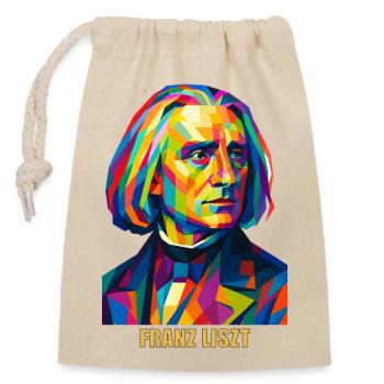 WPAP Polygon Porträt Franz Liszt Komponist - Verschließbarer Geschenkbeutel aus Baumwolle (14x20cm) - Natur - Vorne