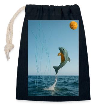 Marine Fantasy - Closable cotton gift bag (14x20cm) - navy - Front
