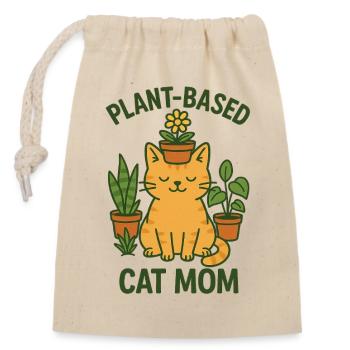 Plant Based Cat Mom - Verschließbarer Geschenkbeutel aus Baumwolle (14x20cm) - Natur - Vorne