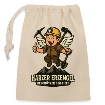 Harzer Erzengel Bergbau Kumpel Spitzhacke - Verschließbarer Geschenkbeutel aus Baumwolle (14x20cm) - Natur - Vorne