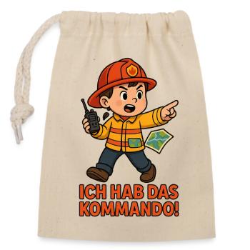 Commandement des pompiers garçon enfant - Sac cadeau en coton avec cordon (14 x 20 cm) - nature - Devant