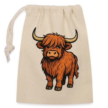 Vache des Highlands - Sac cadeau en coton avec cordon (14 x 20 cm) - nature - Devant