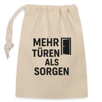 Mehr Türen als Sorgen - Verschließbarer Geschenkbeutel aus Baumwolle (14x20cm) - Natur - Vorne