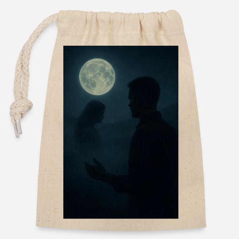 Moon Night Relationship - Closable cotton gift bag (14x20cm) - nature