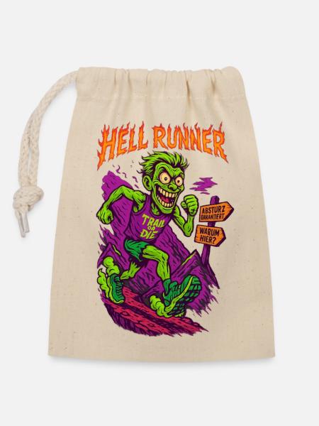 HELL RUNNER - Verschließbarer Geschenkbeutel aus Baumwolle (14x20cm) - Natur