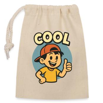 Casual youth cartoon with - Closable cotton gift bag (14x20cm) - nature - Front