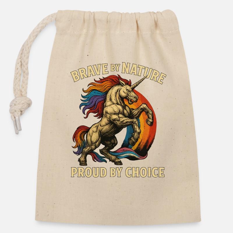 Brave by Nature - Closable cotton gift bag (14x20cm) - nature