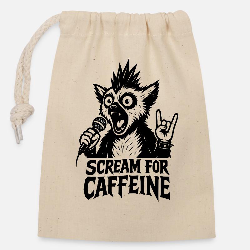 Scream for caffeine - Closable cotton gift bag (14x20cm) - nature