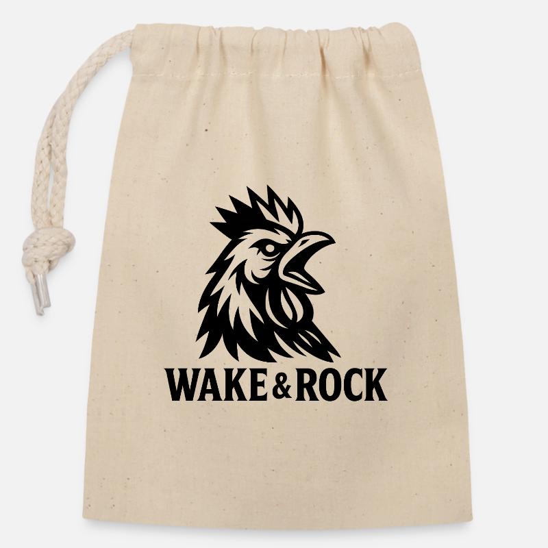 Wake & Rock - Verschließbarer Geschenkbeutel aus Baumwolle (14x20cm) - Natur