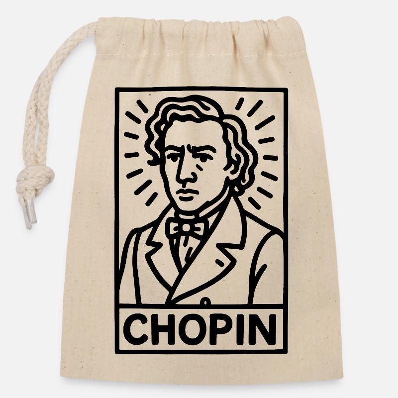 Frédéric Chopin - Closable cotton gift bag (14x20cm) - nature