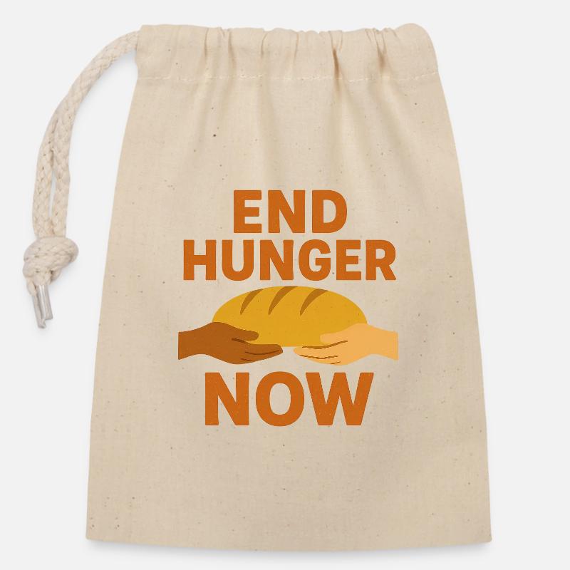 Beende jetzt den Hunger Brot-Symbol - Verschließbarer Geschenkbeutel aus Baumwolle (14x20cm) - Natur