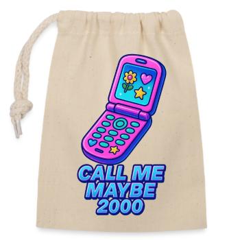 Retro Flip Phone with Heart and Star - Closable cotton gift bag (14x20cm) - nature - Front