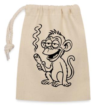 The monkey aims a little differently - Closable cotton gift bag (14x20cm) - nature - Front