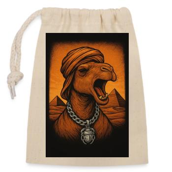 Camel Hybrid mit Turban und Strähnen - Verschließbarer Geschenkbeutel aus Baumwolle (14x20cm) - Natur - Vorne