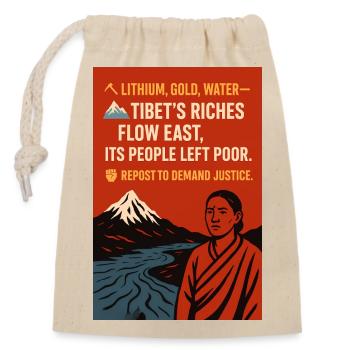 FLOW EAST - Tibet: Reichtum und soziale Gerechtigkeit - Verschließbarer Geschenkbeutel aus Baumwolle (14x20cm) - Natur - Vorne