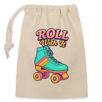 Retro Roller Skate Motiv Design - Verschließbarer Geschenkbeutel aus Baumwolle (14x20cm) - Natur - Vorne